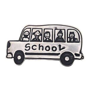 Vintage EFS Save the Children Mexico 925 Sterling Silver Brooch Pin School Bus